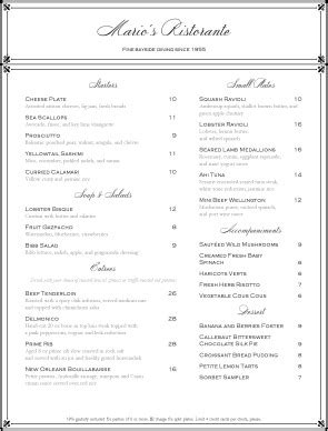 Fine Dining Menu Themes