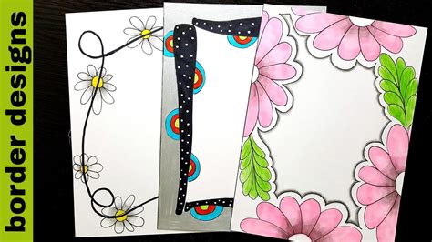 Floral, Border designs on paper, border designs, project work designs ...