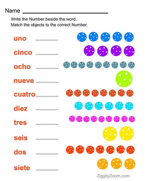 Spanish Numbers Worksheet