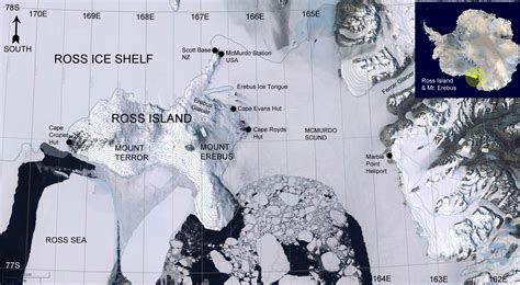 Ross Island and Mount Erebus - Maps of Antarctica