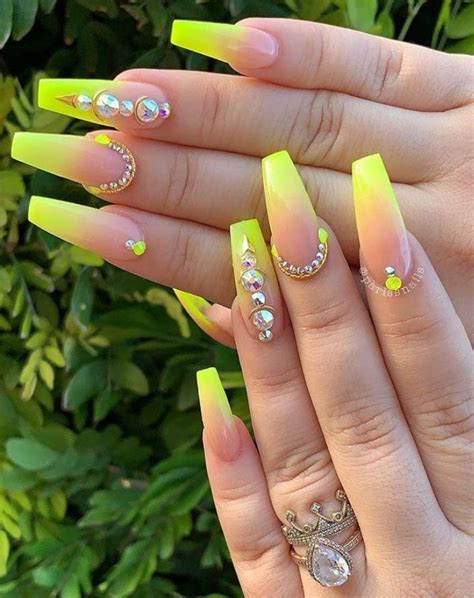 63 Fabulous Acrylic Coffin Nails Design This Summer | Neon yellow nails ...