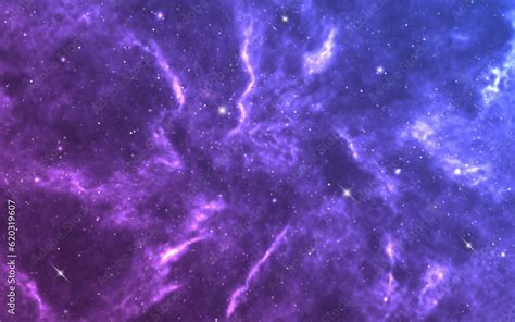 Universe background. Beautiful color galaxy with shining stars. Purple ...