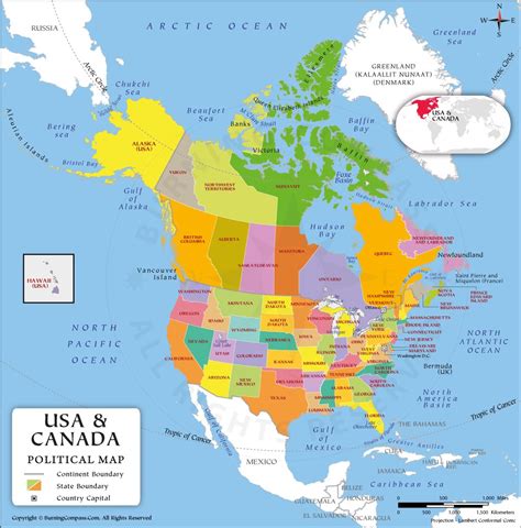 US Canada Map, USA Canada Map, US and Canada Map