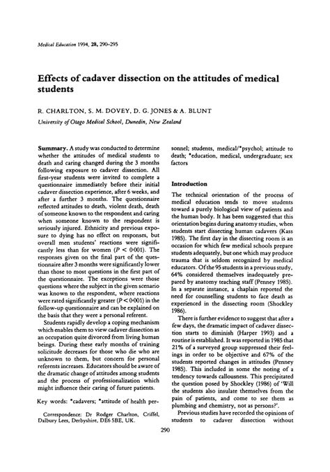 (PDF) Effects of cadaver dissection on the attitudes of medical students