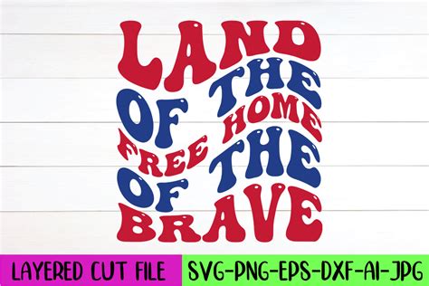 Land of the Free Home of the Brave Retro Graphic by Artistrner · Creative Fabrica