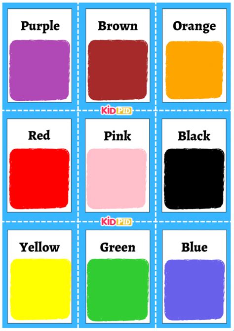 Color Names Simple Flashcard Sheets - Kidpid