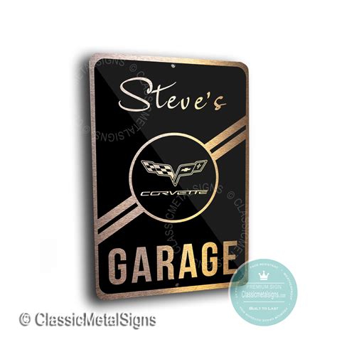 Custom Corvette Garage Sign - Classic Metal Signs