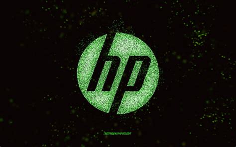 HP glitter logo, black background, HP logo, green glitter art, HP, creative art, HD wallpaper ...