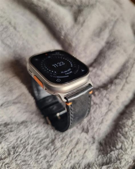 Apple watch ultra on a smoked grey leather strap : r/applewatchultra