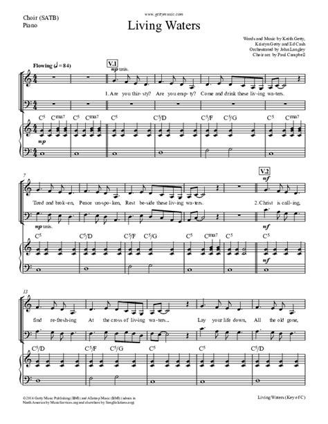 Living Waters Sheet Music PDF (Keith & Kristyn Getty) - PraiseCharts