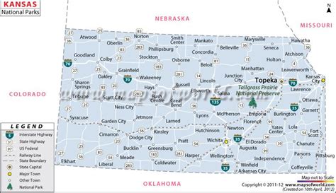 a map of the state of kansas with cities and towns on it's borders