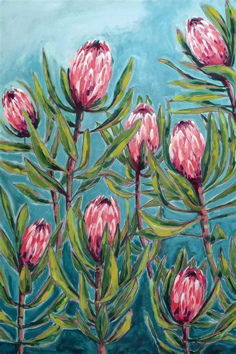 Pink Protea Painting Art Print by Sweet William | iCanvas