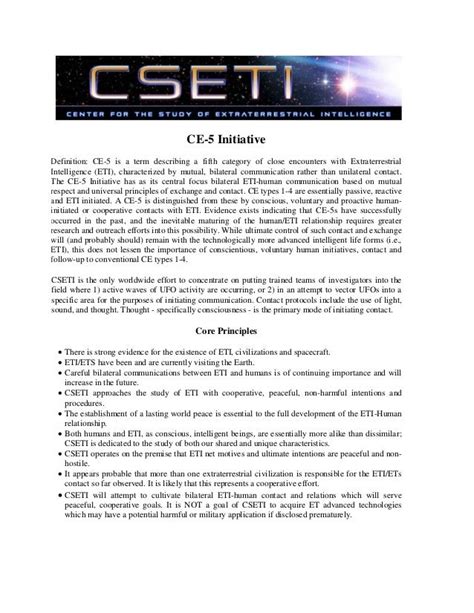 Steven Greer - CE5-CSETI - 15. The CE-5 Initiative - Summary