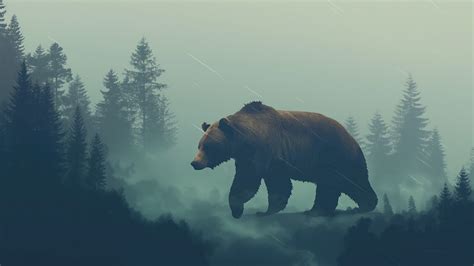 Wallpaper brown bear, bear, tread, step, walk, forest, trees, foliage ...