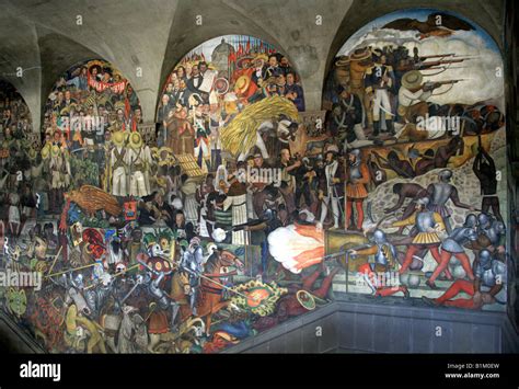 One of the Murals in the National Palace Depicting the History of Mexico, Zocalo Square, Plaza ...