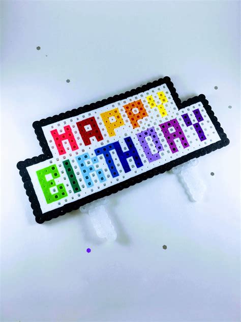 Rainbow happy birthday cake topper Happy Birthday birthday | Etsy in 2021 | Diy perler beads ...