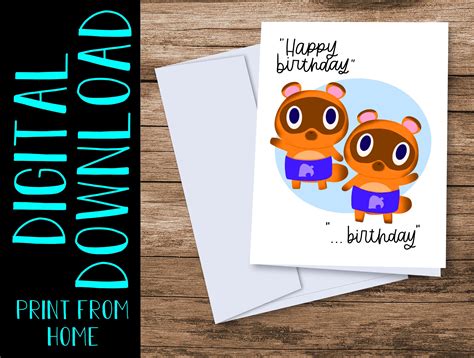 Animal Crossing Birthday Card - Printable Cards