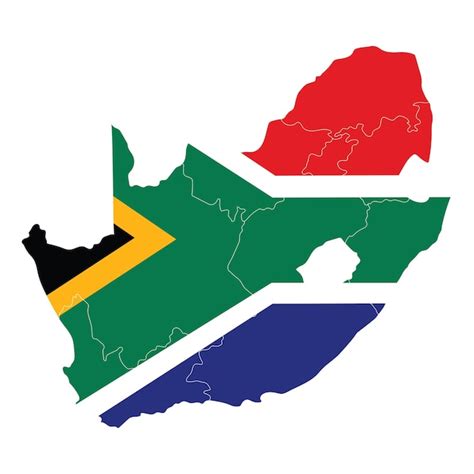 Premium Vector | Map of South Africa with national flag