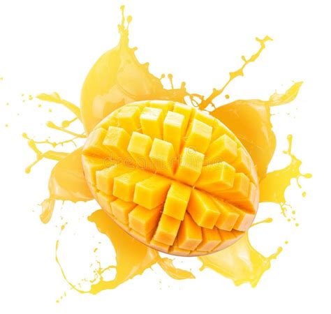 Mango Slices in Juice Splash Stock Photo - Image of peach, fresh: 128138880