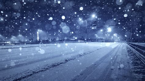 Snow Winter Freeway Highway Bokeh Night Streetlight HD wallpaper ...