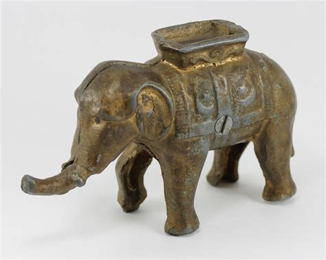 Antique Cast Iron Still Elephant Bank w Raised Leg and Trunk - Bargain ...