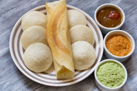 Idli and Dosa with Chutney and Sambar Stock Image - Image of south, rice: 69315059