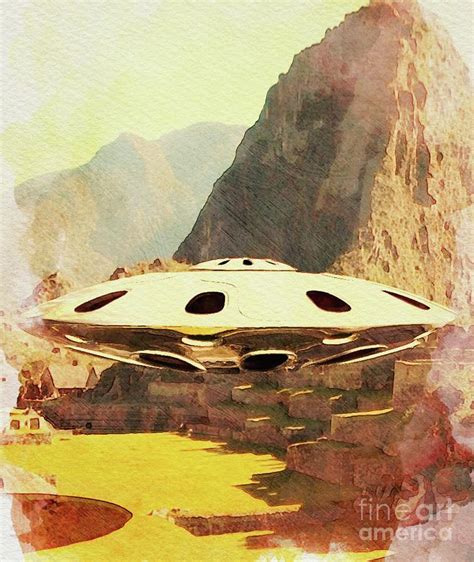 Flying Saucer - Machu Picchu Painting by Esoterica Art Agency - Fine Art America