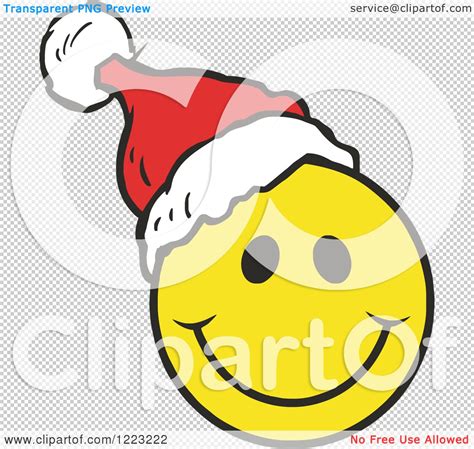 Clipart of a Happy Christmas Smiley Face Wearing a Santa Hat - Royalty Free Vector Illustration ...