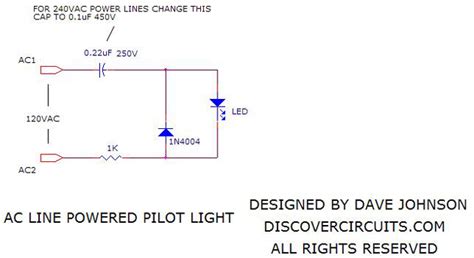 AC Line Powered LED Pilot Light - LED_and_Light_Circuit - Circuit Diagram - SeekIC.com