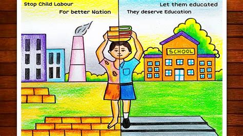 Stop Child Labour Drawing|World Day Against Child Labour Poster Drawing|Child Labour Drawing ...