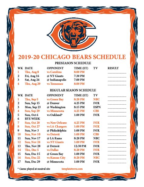 Chicago Bears Schedule For 2024: A Comprehensive Overview - Ncat Fall ...