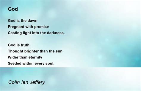 God - God Poem by Colin Ian Jeffery