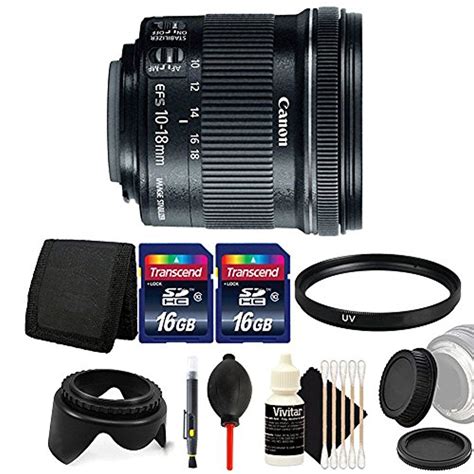 Canon EF-S 10-18mm f/4.5-5.6 IS STM Lens with 32GB Accessory Bundle For ...