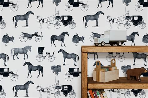 Equestrian style vintage wallpaper. Made to measure designs