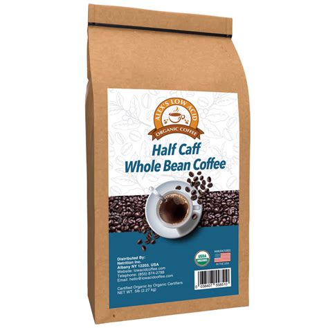 Alex's Low-Acid Organic Coffee™ - Half Caff Whole Bean (5lbs)