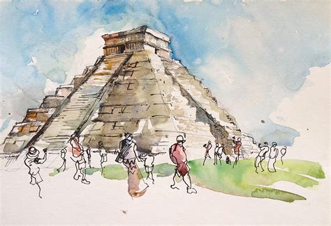 Chichen Itza Sketch at PaintingValley.com | Explore collection of ...