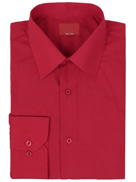 Red Label Men's Long Sleeve Slim Dress Shirt D-10 (Red, XL) - Walmart.com