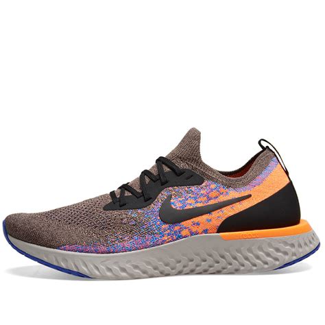 Nike Epic React Flyknit Brown, Black, Orange & Blue | END. (US)