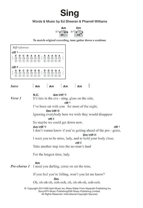 Sing by Ed Sheeran - Guitar Chords/Lyrics - Guitar Instructor