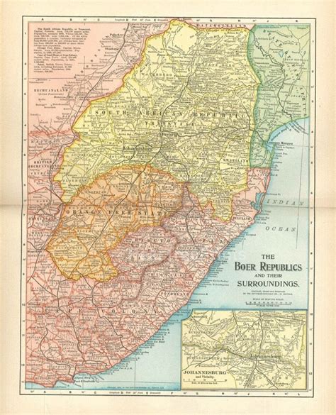 Antique Map the BOER REPUBLICS & Their Surroundings From 1901 - Etsy New Zealand