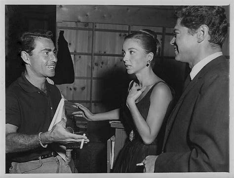 Rod Serling, Beverly Garland and Ross Martin on the set of THE TWILIGHT ...