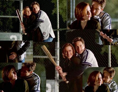 Mulder and Scully playing baseball