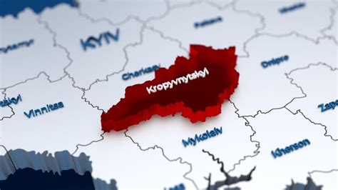 Premium Photo | Stylish d map of ukraine with kropyvnytskyi region at focus highlighted in red