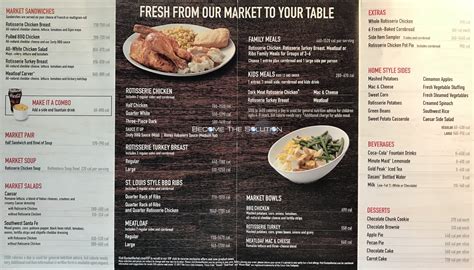 Boston Market Menu (Scanned Menu With Prices)