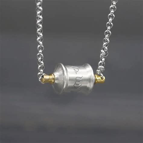 S925 Sterling Silver Six character Mantra Prayer Wheel Pendant Clavicle Tide Boys And Girls ...