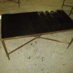 Black Glass Coffee Table with Metal Base - Crown and Colony Antiques in ...