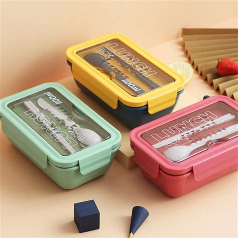 Bento Box with 2 Compartments, Chopsticks, Spoon, Phone Holder, Silico ...