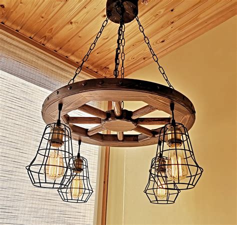 Rustic lighting wagon wheel chandelier