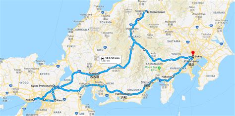 Japan Itinerary Map