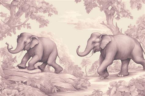 Two elephant wildlife drawing animal. | Free Photo Illustration - rawpixel